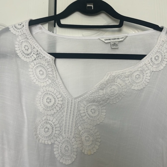 White linen look top 2x - Picture 2 of 4